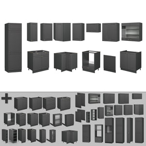 Vicco Cucina angolare completa Landhaus antrazit-oro 287 x 60 cm , PL Antracite