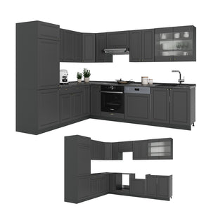 Vicco Cucina angolare completa Landhaus antrazit-oro 287 x 60 cm , PL Marmo