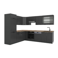 Vicco Cucina angolare completa Grigio scuro 287 x 60 cm , PL Rovere