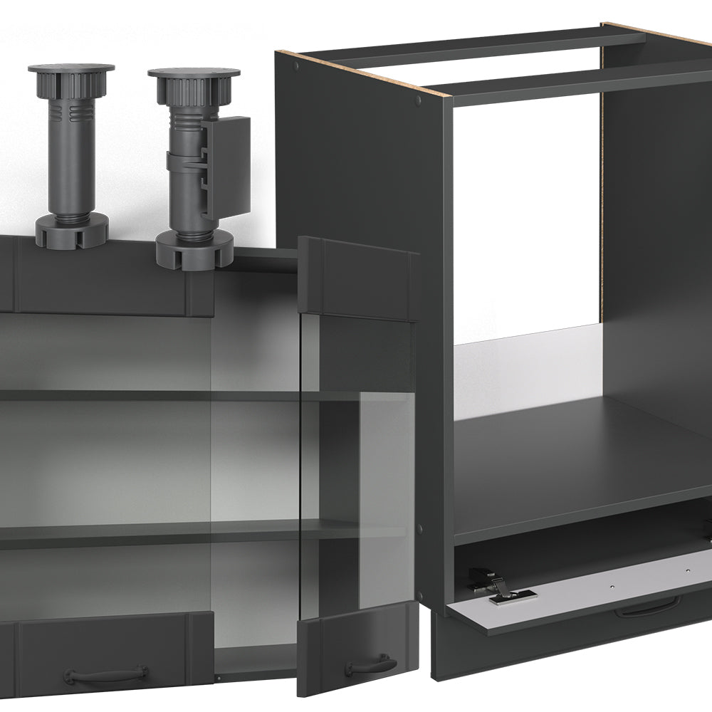 Vicco Cucina angolare completa Grigio scuro 287 x 60 cm , PL Marmo