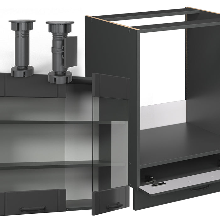 Vicco Cucina angolare completa Grigio scuro 287 x 60 cm , PL Marmo