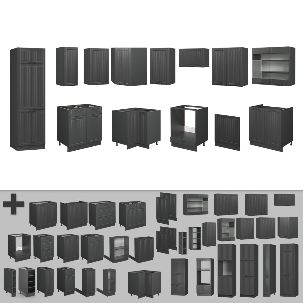 Vicco Cucina angolare completa Grigio scuro 287 x 60 cm , PL Antracite