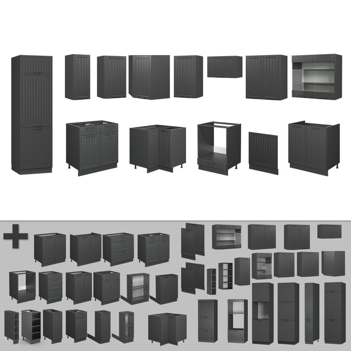 Vicco Cucina angolare completa Grigio scuro 287 x 60 cm , PL Antracite