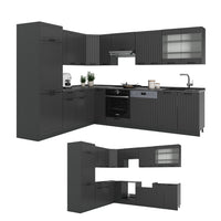 Vicco Cucina angolare completa Grigio scuro 287 x 60 cm , PL Rovere
