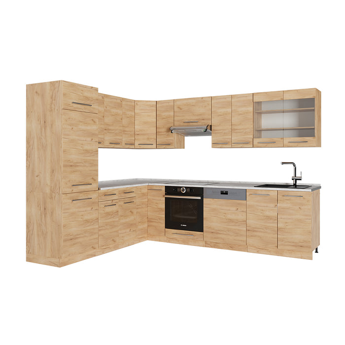 Vicco Cucina angolare completa Quercia dorata 227 x 60 cm , PL Marmo