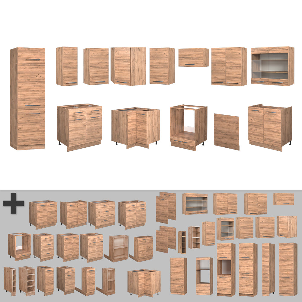 Vicco Cucina angolare completa Quercia dorata 227 x 60 cm , PL Antracite