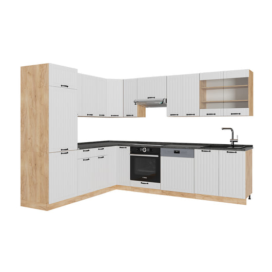 Vicco Cucina angolare completa Bianco casa di campagna 287 x 46 cm senza piano di lavoro