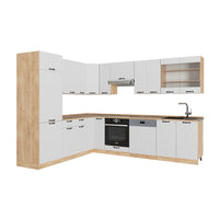 Vicco Cucina angolare completa Bianco casa di campagna 287 x 60 cm , PL Rovere