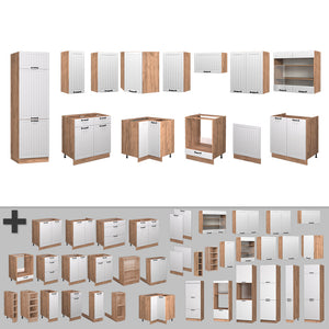 Vicco Cucina angolare completa Bianco casa di campagna 227 x 60 cm , PL Marmo