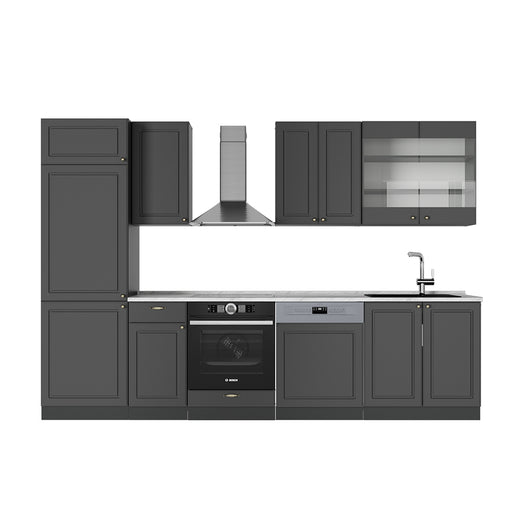 Vicco Cucina componibile Landhaus antrazit-oro 300 cm , PL Marmo