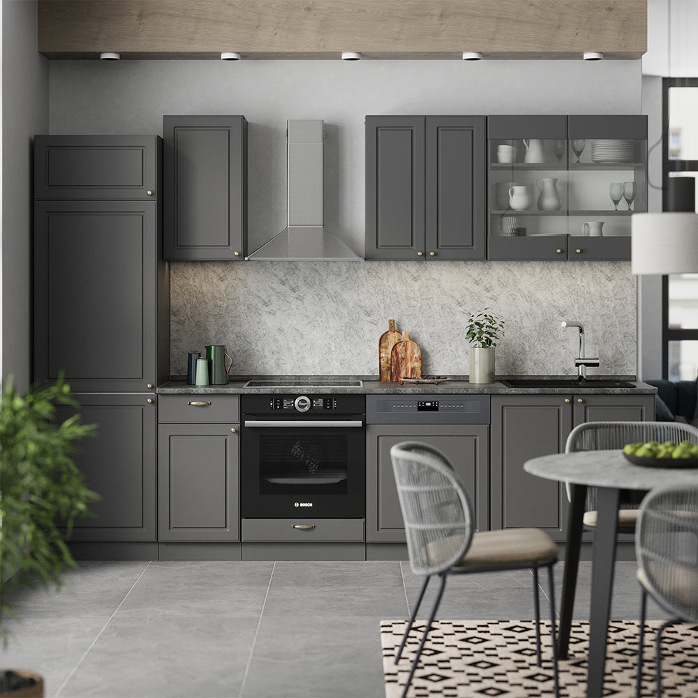 Vicco Cucina componibile Landhaus antrazit-oro 300 cm , PL Rovere