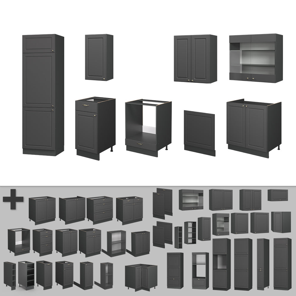 Vicco Cucina componibile Landhaus antrazit-oro 300 cm , PL Marmo