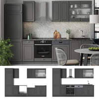 Vicco Cucina componibile Landhaus antrazit-oro 300 cm , PL Rovere