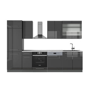 Vicco Cucina componibile Antracite lucido 300 cm , PL Marmo