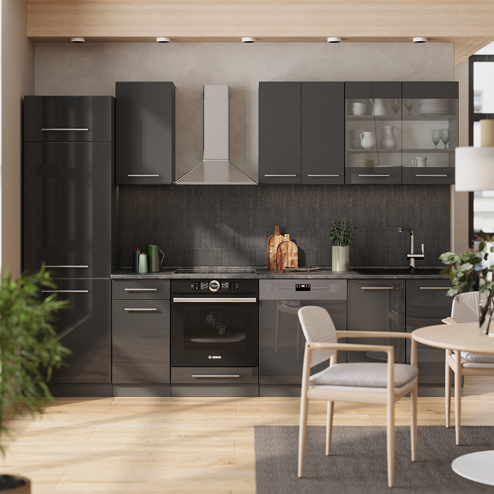 Vicco Cucina componibile Antracite lucido 300 cm , PL Antracite