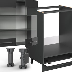 Vicco Cucina componibile Antracite lucido 300 cm , PL Rovere