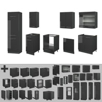 Vicco Cucina componibile Antracite lucido 300 cm senza piano di lavoro