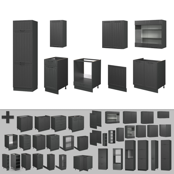 Vicco Cucina componibile Grigio scuro 300 cm , PL Marmo