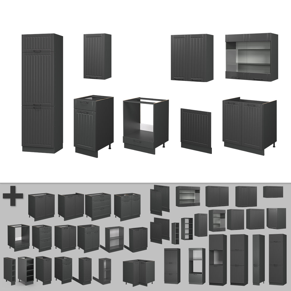 Vicco Cucina componibile Grigio scuro 300 cm senza piano di lavoro