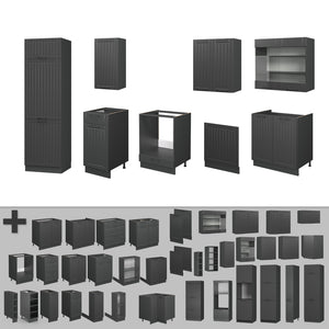 Vicco Cucina componibile Grigio scuro 300 cm senza piano di lavoro