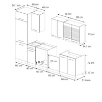 Vicco Cucina componibile Grigio scuro 300 cm senza piano di lavoro