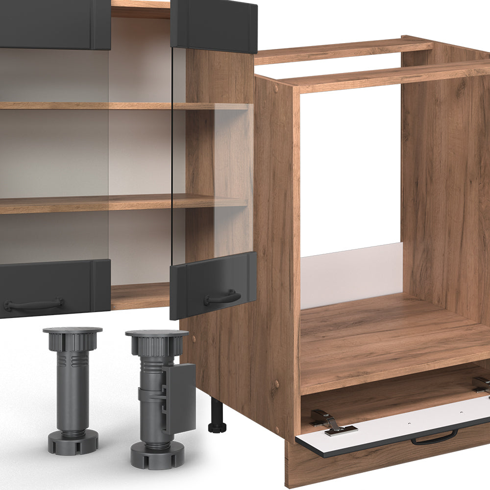 Vicco Cucina componibile Grigio scuro 300 cm , PL Rovere