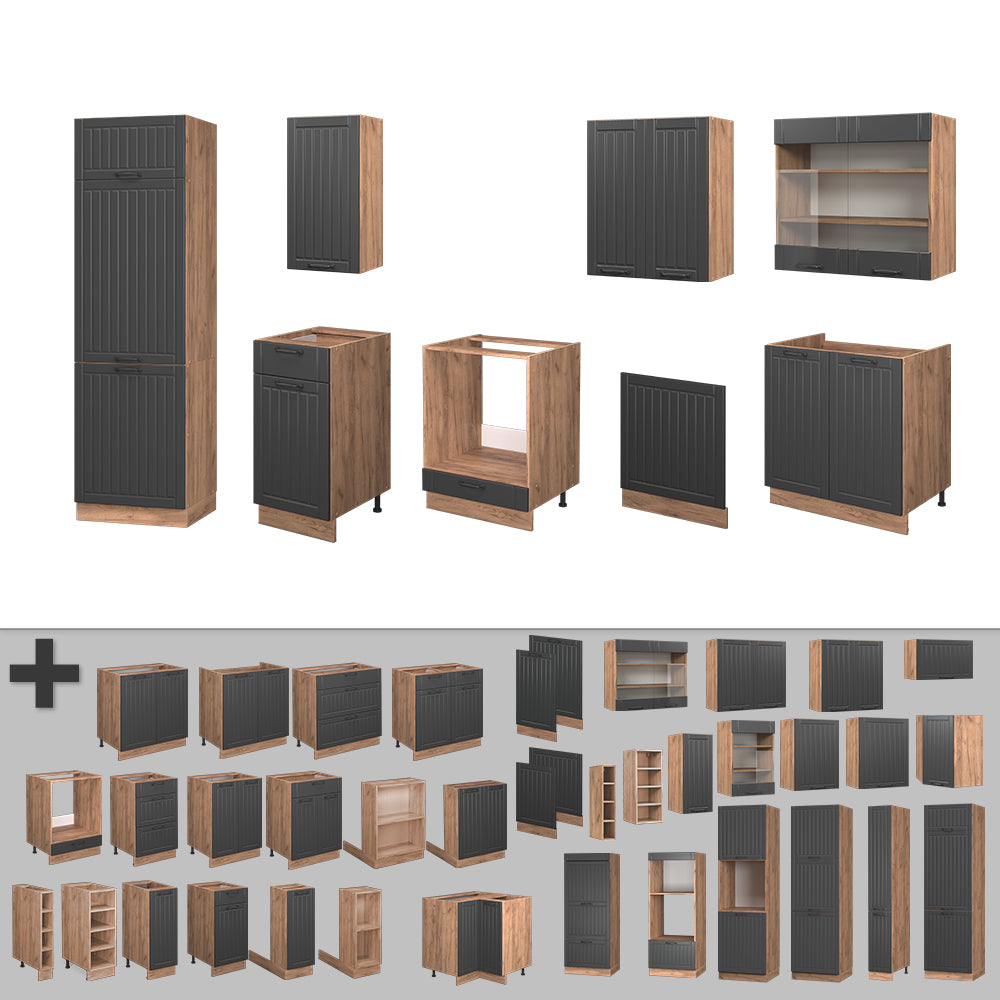 Vicco Cucina componibile Grigio scuro 300 cm , PL Marmo