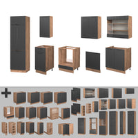 Vicco Cucina componibile Grigio scuro 300 cm senza piano di lavoro