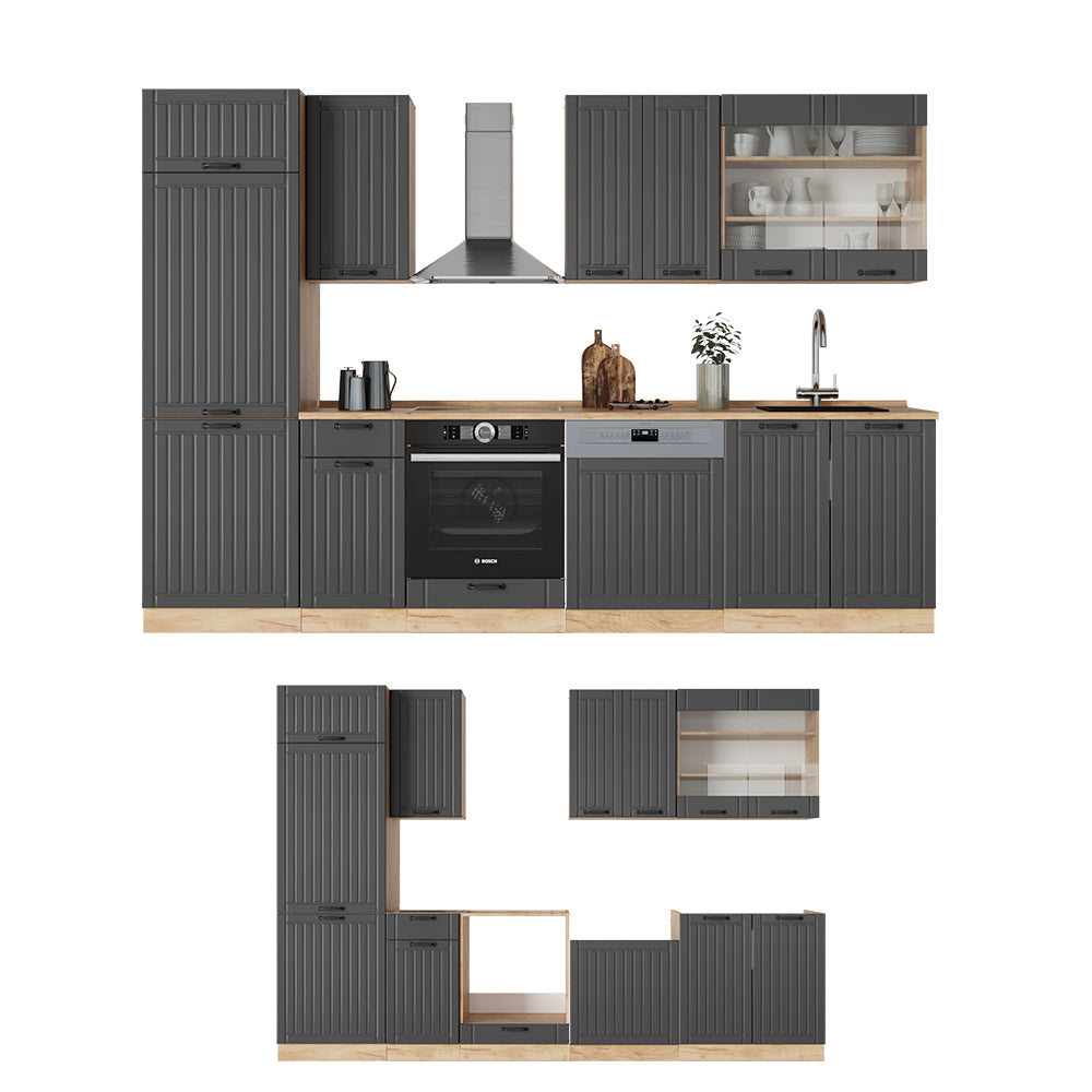 Vicco Cucina componibile Grigio scuro 300 cm , PL Marmo