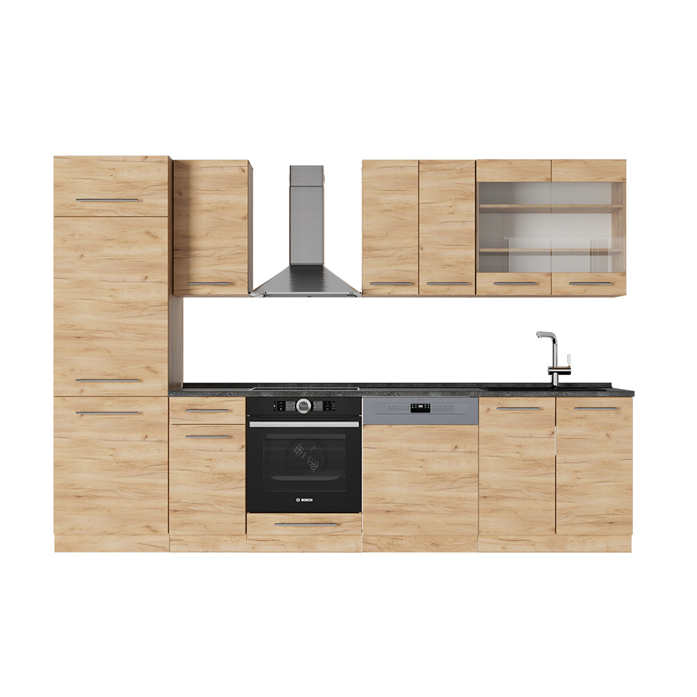 Vicco Cucina componibile Quercia dorata 300 cm , PL Antracite