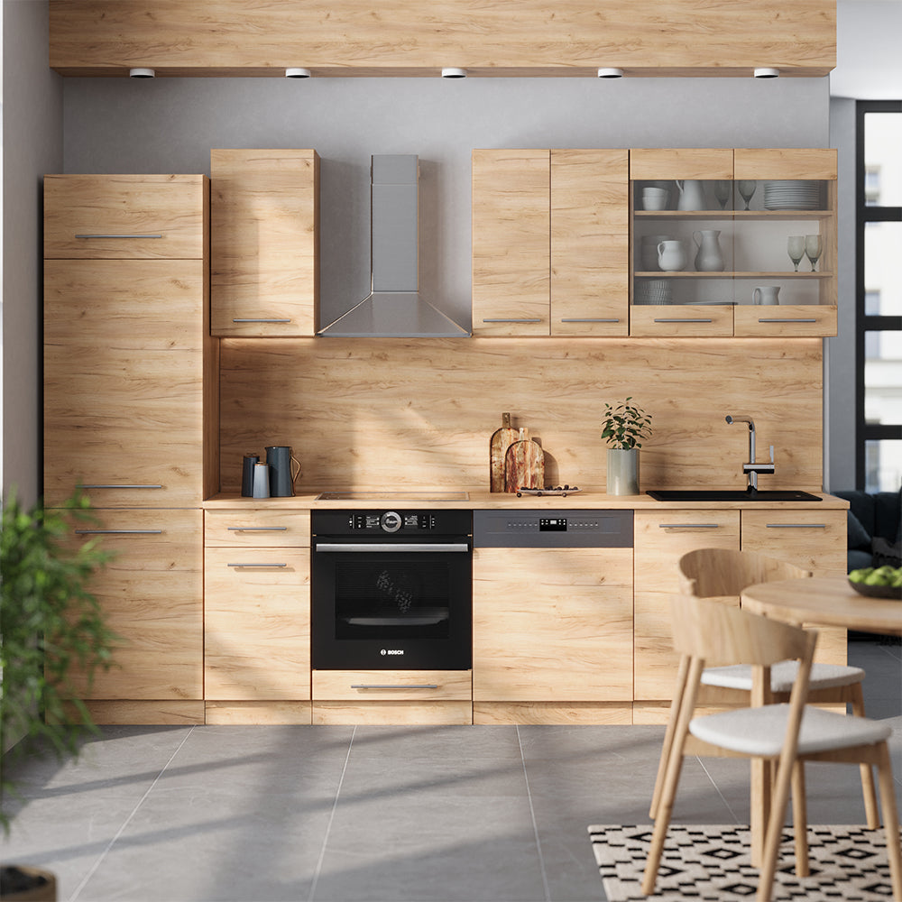 Vicco Cucina componibile Quercia dorata 300 cm senza piano di lavoro