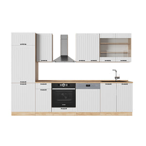 Vicco Cucina componibile Bianco casa di campagna 300 cm , PL Rovere