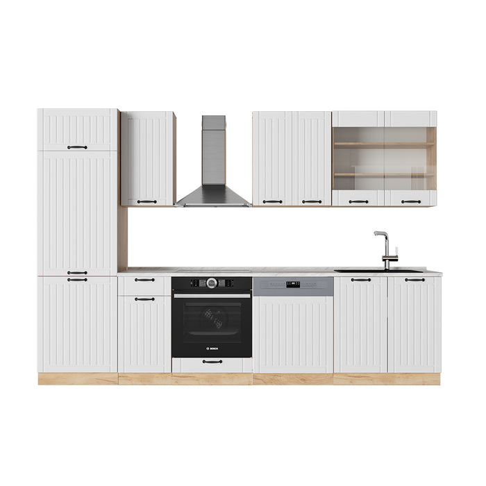 Vicco Cucina componibile Bianco casa di campagna 300 cm , PL Marmo