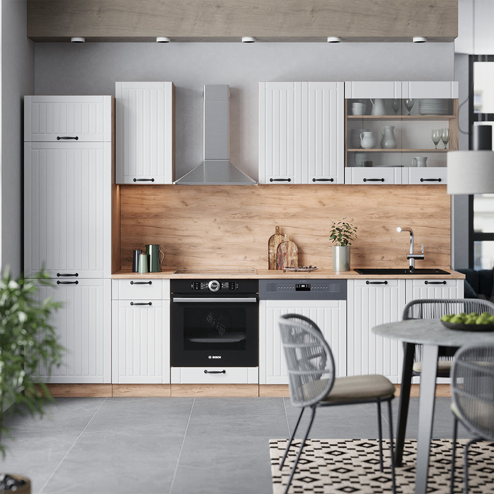 Vicco Cucina componibile Bianco casa di campagna 300 cm , PL Marmo