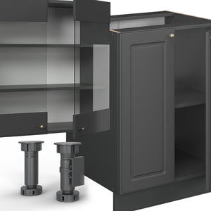 Vicco Cucina componibile Landhaus antrazit-oro 300 cm con armadio alto, PL Marmo