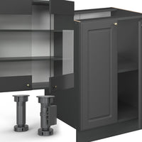 Vicco Cucina componibile Landhaus antrazit-oro 300 cm con armadio alto, PL Rovere