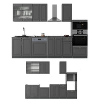 Vicco Cucina componibile Landhaus antrazit-oro 300 cm con armadio alto, PL Rovere