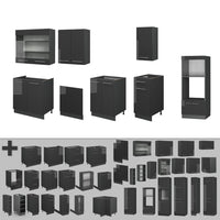 Vicco Cucina componibile Antracite lucido 300 cm con armadio alto, senza piano di lavoro