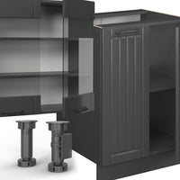 Vicco Cucina componibile Grigio scuro 300 cm con armadio alto, PL Marmo