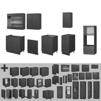 Vicco Cucina componibile Grigio scuro 300 cm con armadio alto, PL Rovere