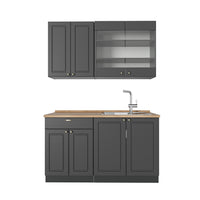 Vicco Cucina monoblocco Landhaus antrazit-oro 140 cm , PL Rovere