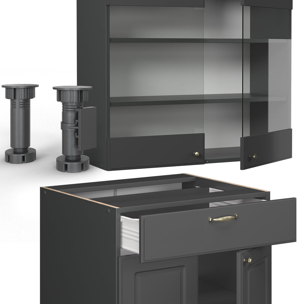 Vicco Cucina monoblocco Landhaus antrazit-oro 140 cm , PL Antracite