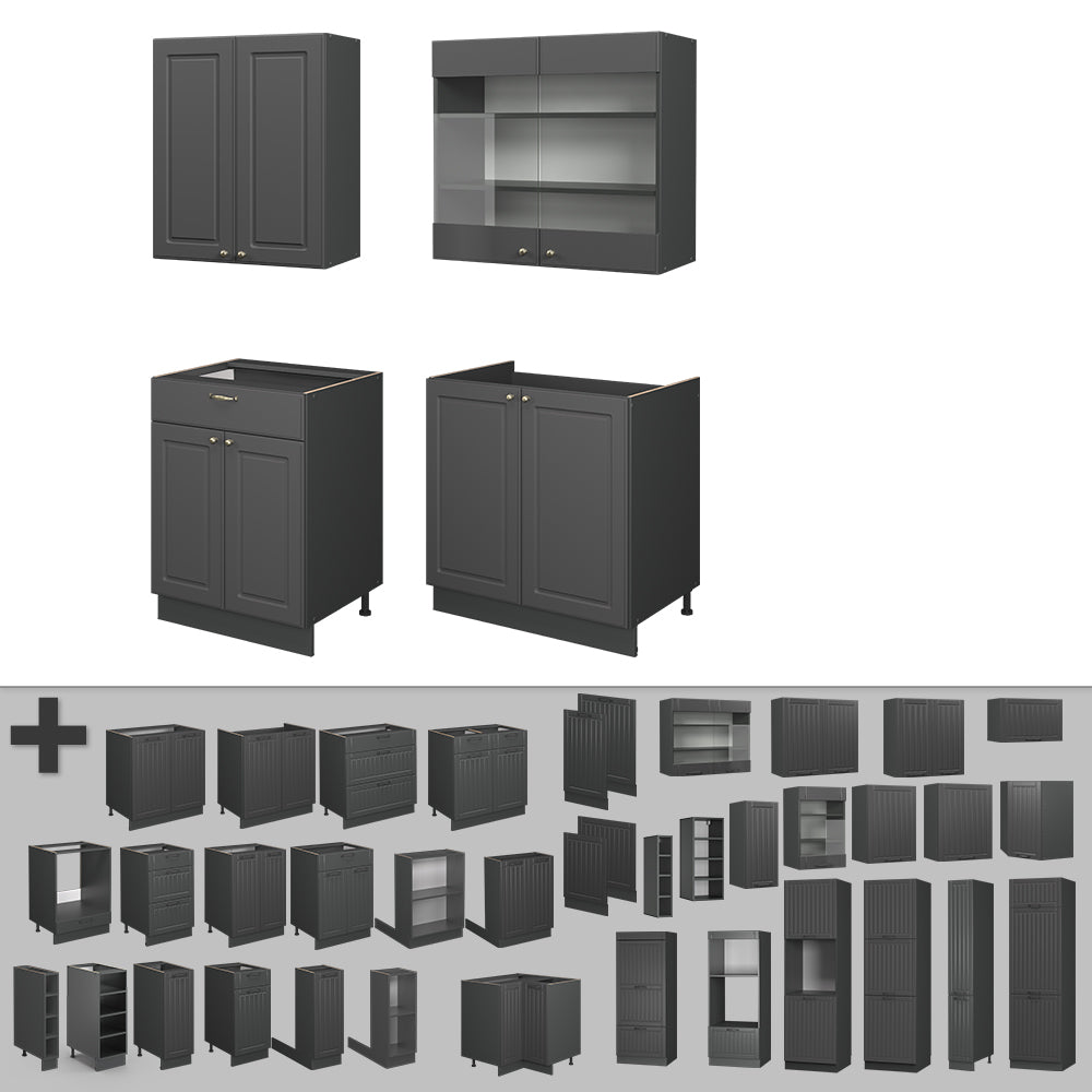 Vicco Cucina monoblocco Landhaus antrazit-oro 140 cm , PL Antracite