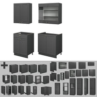 Vicco Cucina monoblocco Landhaus antrazit-oro 140 cm , PL Antracite