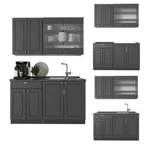Vicco Cucina monoblocco Landhaus antrazit-oro 140 cm , PL Antracite