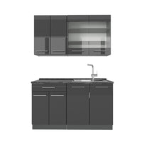 Vicco Cucina monoblocco Antracite lucido 140 cm senza piano di lavoro