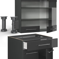 Vicco Cucina monoblocco Antracite lucido 140 cm , PL Antracite