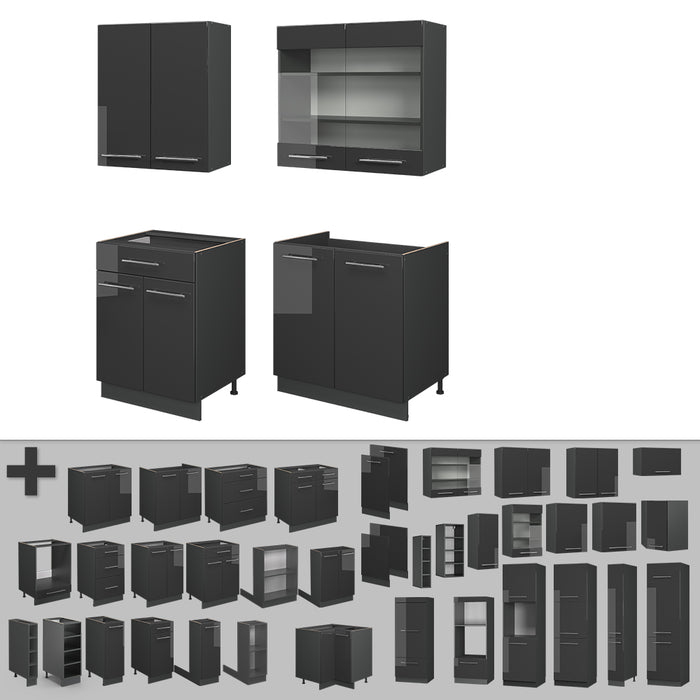 Vicco Cucina monoblocco Antracite lucido 140 cm , PL Antracite