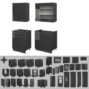 Vicco Cucina monoblocco Antracite lucido 140 cm senza piano di lavoro