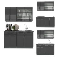 Vicco Cucina monoblocco Antracite lucido 140 cm , PL Antracite